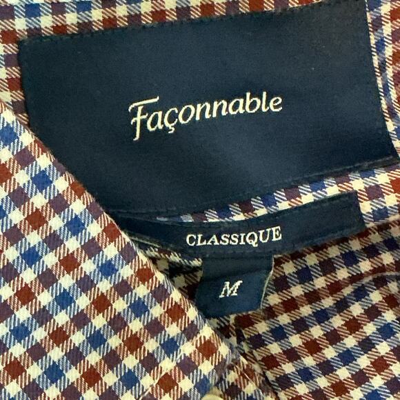 Facconable Classique Houndstooth Plaid Short Sleeve Button Down Shirt Men's M - Picture 7 of 11